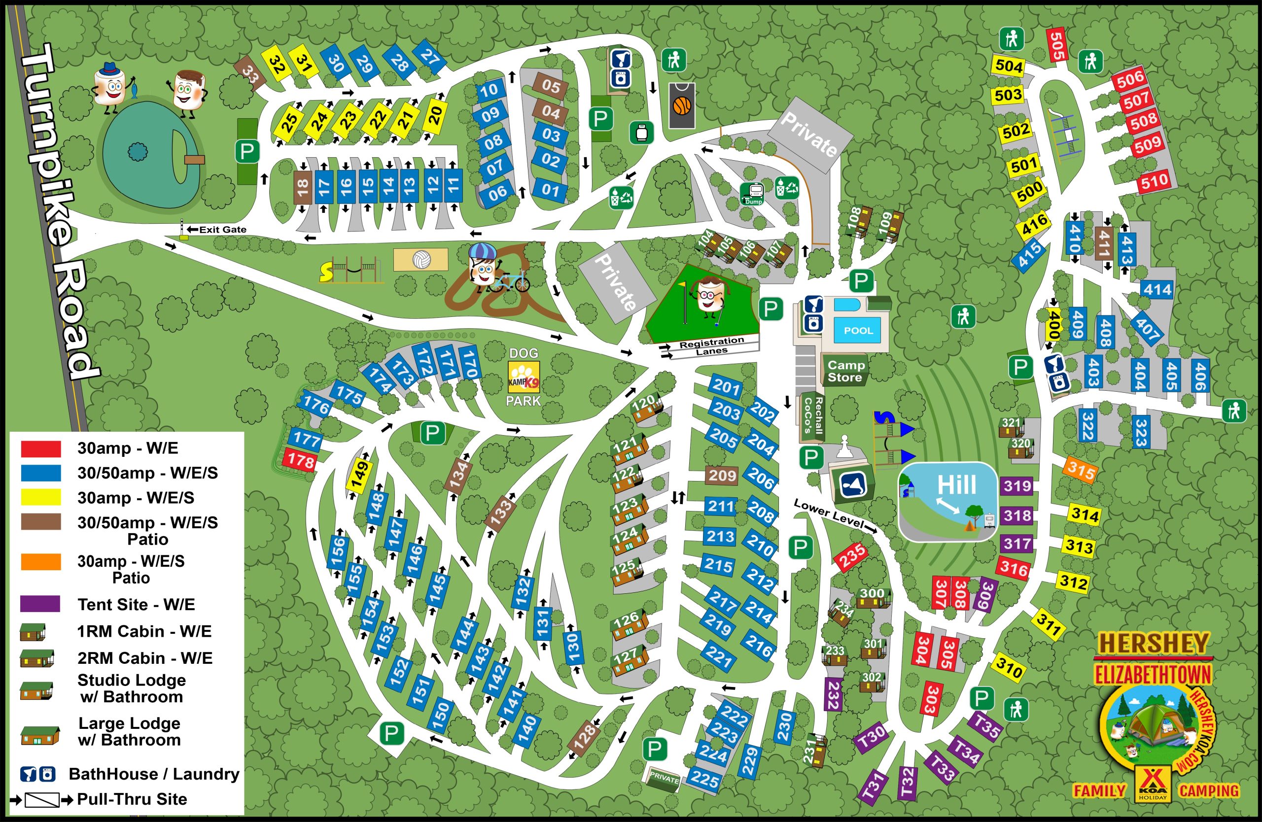 Elizabethtown/Hershey KOA Map